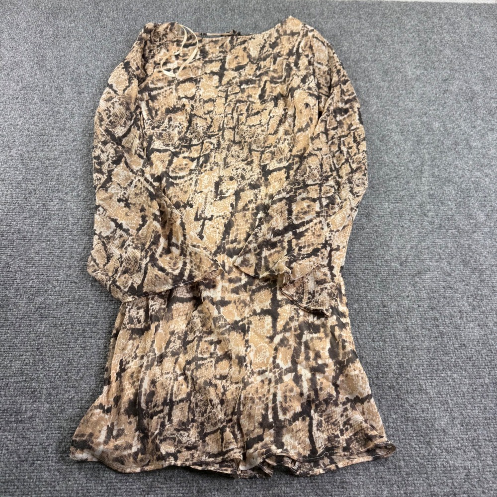 B. Darlin Mini Dress 1/2 Brown Snakeskin Print Bell Sleeve Women